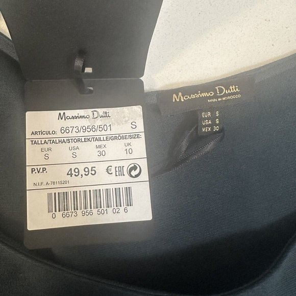 Massimo Dutti NWT S Forest Green Knee Length Dress 3/4 Sleeve Tie Waist Modest‎ - Picture 8 of 10